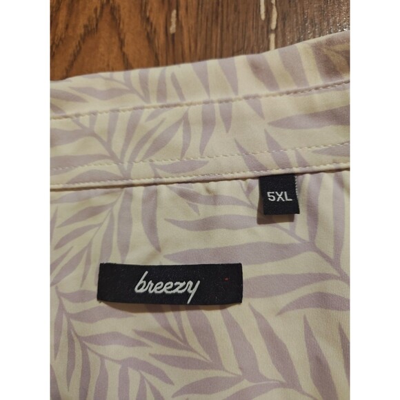 Breezy Golf Polo Shirt Mens 5XL White Floral Palms Casual Performance Stretch - Picture 2 of 7